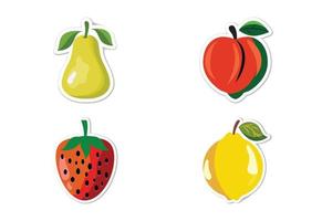 conjunto de pegatinas de diferentes frutas, ilustración vectorial plana vector