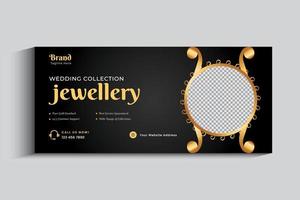 Jewelry Business Cover Banner design Template. Gold ornament Social media post vector