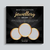 Jewelry social media post, web banner or square flyer design template vector