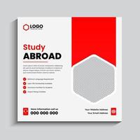 Study abroad social media post or web banner square flyer design template vector