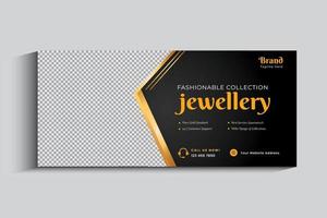 plantilla de diseño de banner de portada de negocio de joyería. adorno de oro publicación en redes sociales vector