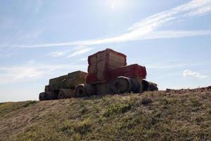 paja del tractor, primer plano foto