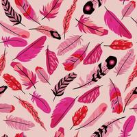 Feathers seamless pattern in boho style. Vector graphics.