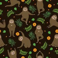 Sloth Yoga Seamless Pattern. vector image