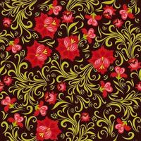 folk seamless pattern with flowers. Vector graphics.