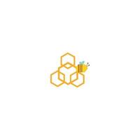 colmena con abejas volando alrededor de la ilustración de dibujos animados, concepto de productos de miel orgánica, diseño de paquetes vector