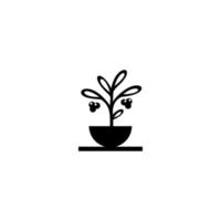 icono negro del jarrón de plantas. planta sobre un fondo blanco, estilo plano. vector