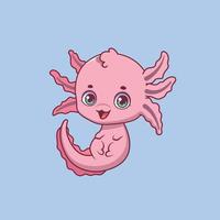 Illustration of a cartoon axolotl on colorful background vector