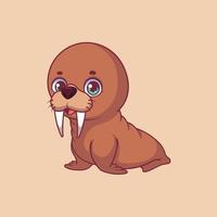 Illustration of a cartoon walrus on colorful background vector