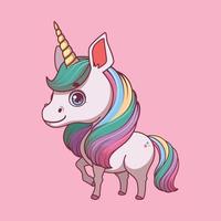 Illustration of a cartoon unicorn on colorful background vector