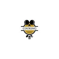 Cooking logo. Icon or symbol for design menu restaurant, cooking club, food studio or home cooking, Template logo with silhouette cutlery. vector