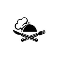 chef de sombrero y plantilla de logotipo de bandeja, icono de restaurante. ilustración vectorial vector