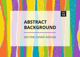 Abstract background with striped texture of cut rainbow stripes and confetti. Modern design template for poster flyer, kid flyer and branding design. Vector illustration