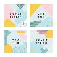 Vector set of abstract square blue backgrounds with copy space for text, design templates in scandinavian style. Simple minimal template for branding design. Vector illustration