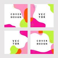 Set of editable square abstract templates with colorful wave splash in memphis style. Modern funny background for social networks stories. Summer minimalist design. Vector illustration