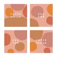 Abstract set of simple square backgrounds with round shapes in pastel colors. Modern design template with space for text. Minimal cover design. Geometry composition of circles. Vector illustration