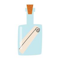 A bottle with a message. A message on paper. Vector illustration