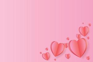 Paper cut background Pink heart shape, illustration for valentine day, mother's day, or love day, vector greeting card.