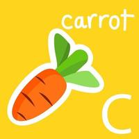 Illustration of Alphabet, a white Letter C and an orange carrot. Cartoon vector style for your design.
