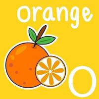 Illustration of Alphabet, a white Letter O and an orange. Cartoon vector style for your design