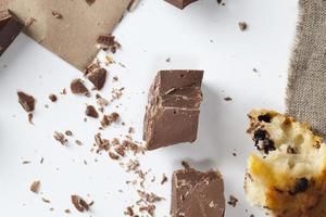 broken and crumbled natural chocolate photo