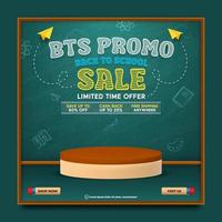 Back to school promo sale social media template vector