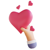 3D illustration love and hands suitable for valentine's day png