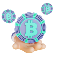 3D illustration bitcoin and hand 8 suitable for cryptocurrency png