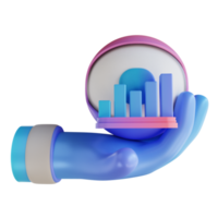 3D illustration colorful monitoring graph and hand png