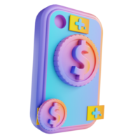 3d illustratie kleurrijk mobiel geld png