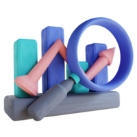 3D-illustratiegegevensanalyse omhoog kaarsgrafiek png