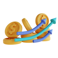 3D illustratie geld grafiek omhoog png