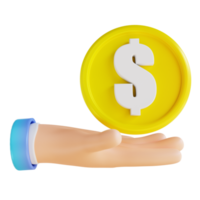 3D illustration hand and coin png
