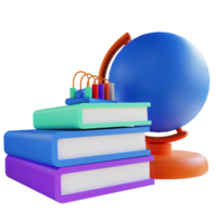 livro de globo de ilustração 3d e ábaco para educação