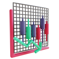 3D-Darstellung Candle Stick Down 2 geeignet für Kryptowährung png