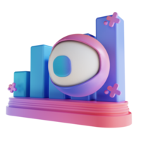 3D illustration colorful monitoring graph png