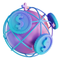 3D illustration colorful global money png