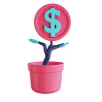 3D-Darstellung Geldwachstum geeignet für Wirtschaft und Finanzen png