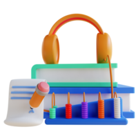 3D illustration audio book abacus and note for education png