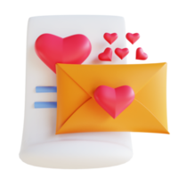 3D illustration love letter 2 suitable for valentine's day png