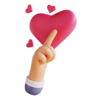 3D illustration love and hands suitable for valentine's day png