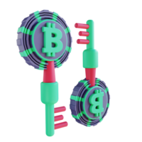 Chave de criptografia de bitcoin de ilustração 3d 6 adequada para criptomoeda png