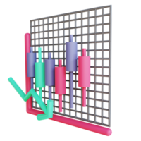 3D-Darstellung Candle Stick Down geeignet für Kryptowährung png