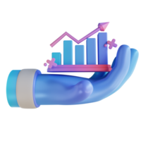 3D illustration colorful hand monitoring graph png