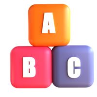 3D-ikonen kub abc för utbildning png
