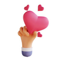 3D illustration love and hands suitable for valentine's day png