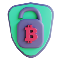 3D-illustration bitcoin säkert lås 11 lämpligt för kryptovaluta png