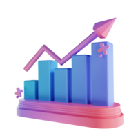 3D illustration colorful graph up png