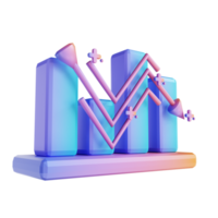 3D illustration colorful data graph down png