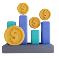 3D illustration stack money graph png